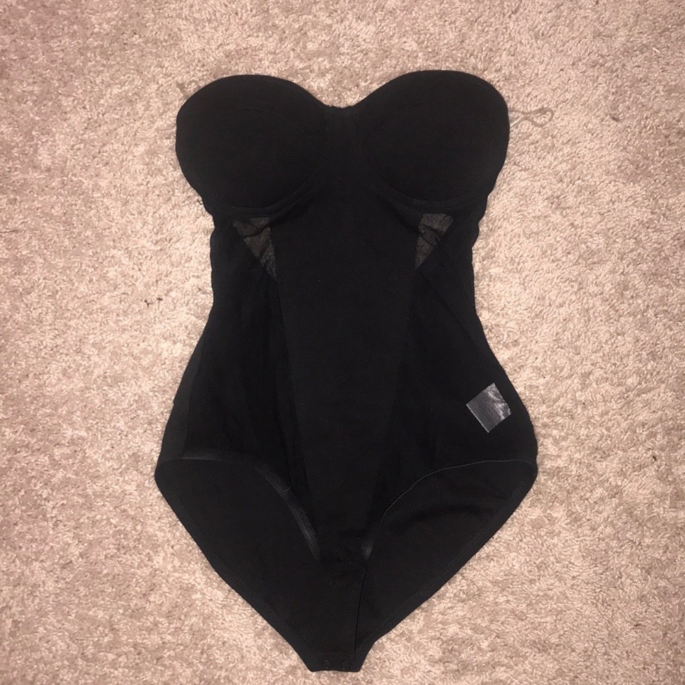 Black strapless body suit